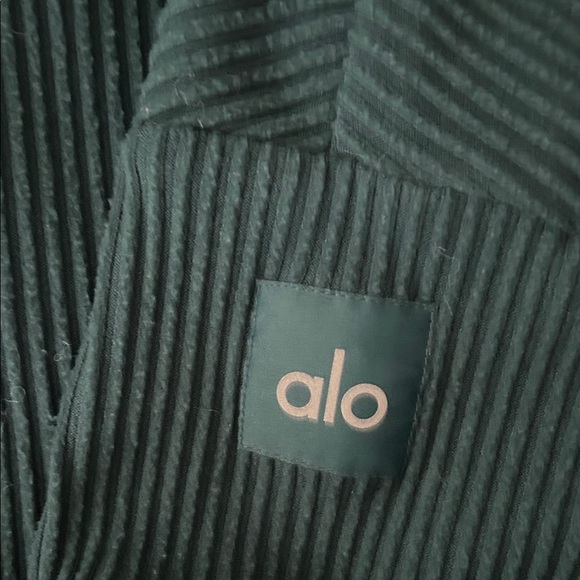 ALO Yoga Dark Green Ribbed Hoodie - Picture 3 of 3